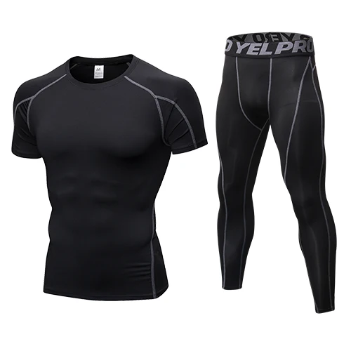 Style 15 2 шт мужской компрессионный спортивный костюм для бега плотный Мужской Быстросохнущий Спортзал Фитнес Бег комплекты колготок мужские тренировочные спортивные костюмы - Цвет: Style 15
