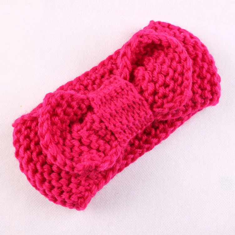 Горячая Распродажа повязка на голову для маленьких девочек вязаная с большим