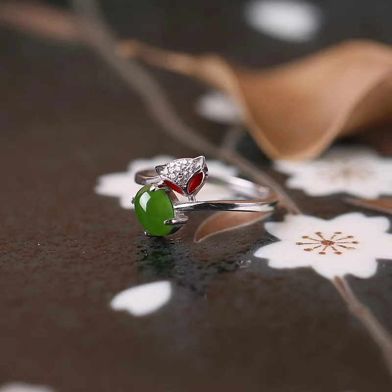 Jade Ring 925 Silver Women jade Fine Jewelry Handmade Rings With Big Stones green Stone rings | Украшения и аксессуары