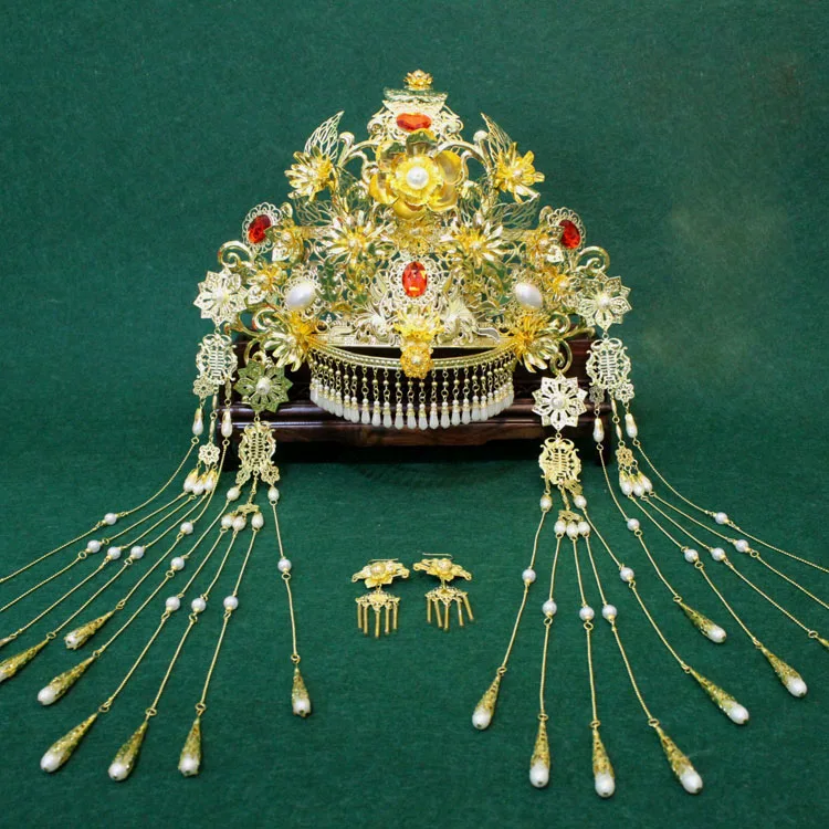 Li ChangLe Wedding Tiara Ancient Chinese Traditional Wedding Phoenix Tiara for Newest TV Play The Princess WeiYoung