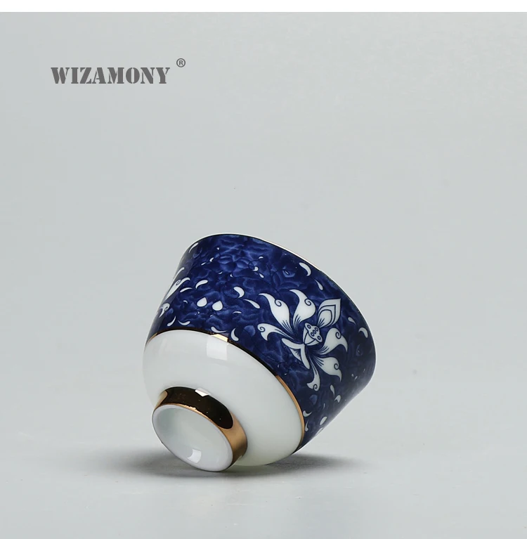 WIZAMONY Bue и белая китайская фарфоровая чаша Цзиндэчжэнь чайная чашка чайный набор