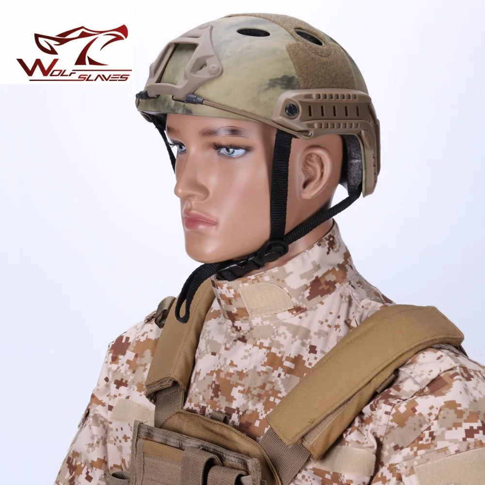 Wolf Slaves FAST Helmet Paintball Air-soft PJ Type Outdoor Sport Safety Tactical Hunting Military CS Adjustable Multi Color | Спорт и