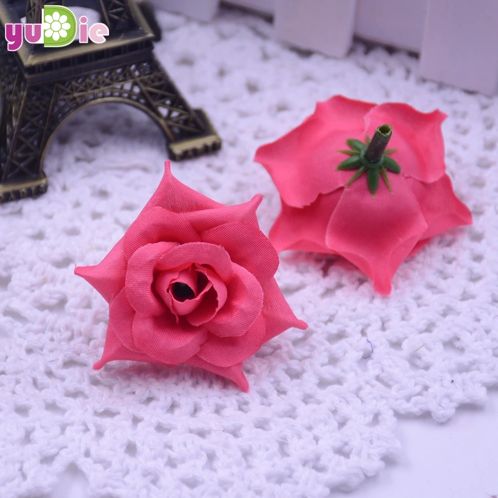 rose Red 200 шт., розы, искусственный шелк, голова розы, свадебное украшение, сделай сам, ювелирная брошь, головной убор, настоящие на ощупь, искусственные цветы, розы - Цвет: rose Red