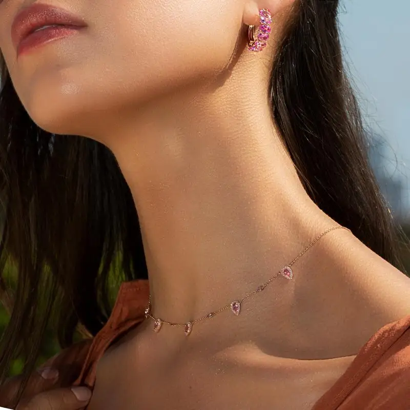 Новая Мода Boho tear drop cz звено цепи из бисера розового золота цвет ожерелье s высокое качество AAA cz камень ожерелье для девочки подарок