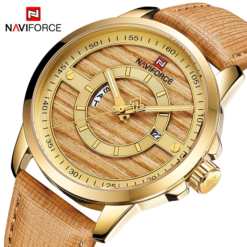 2018 люксовый бренд NAVIFORCE мужские спортивные часы Кварцевые Золотые военные