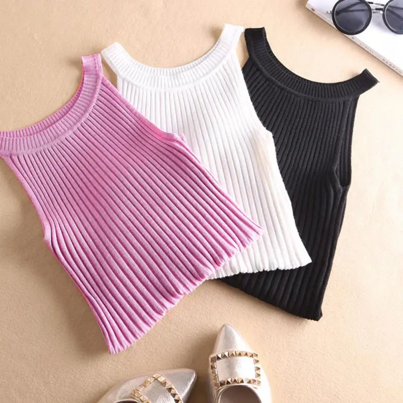 Женская трикотажная футболка Повседневная Однотонная в полоску с круглым