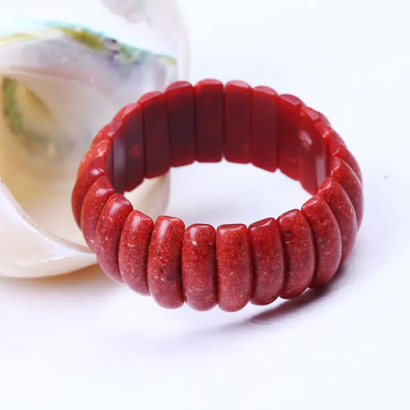 New summer style wide stretch red coral bracelet elastic Cord natural stone bead for men women bracelets jewelry | Украшения и