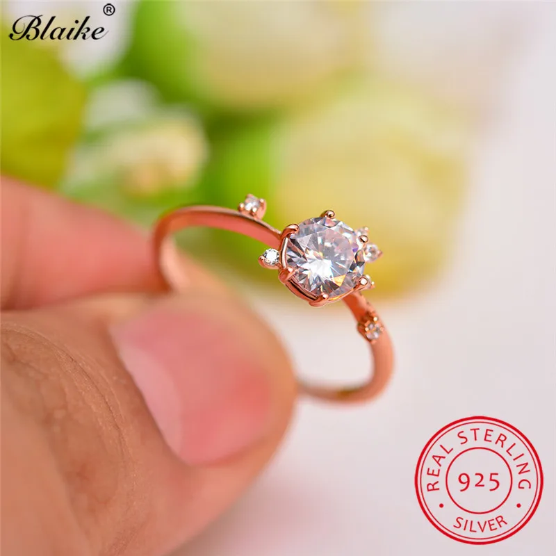 Blaike женские круглые обручальные кольца с кристаллами для женщин розовое золото