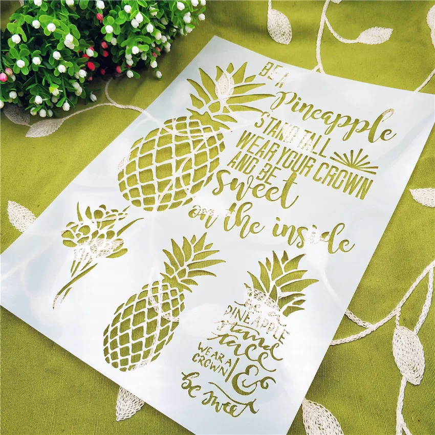 Большой ананас Пластиковая форма Щит DIY торт скрапбук трафареты полые украшения