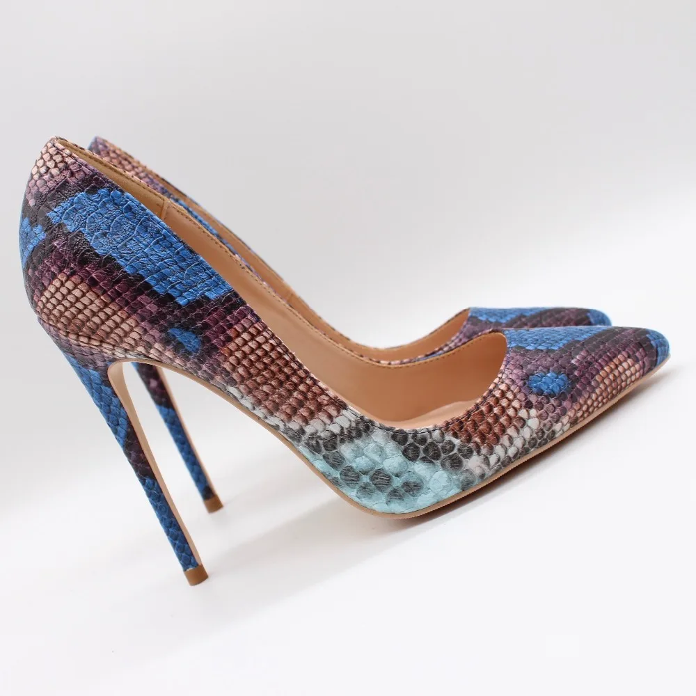 

2019 Fashion free shipping Women blue python snake leather Poined Toe Stiletto high heel pump HIGH-HEELED SHOES Wedding Shoes