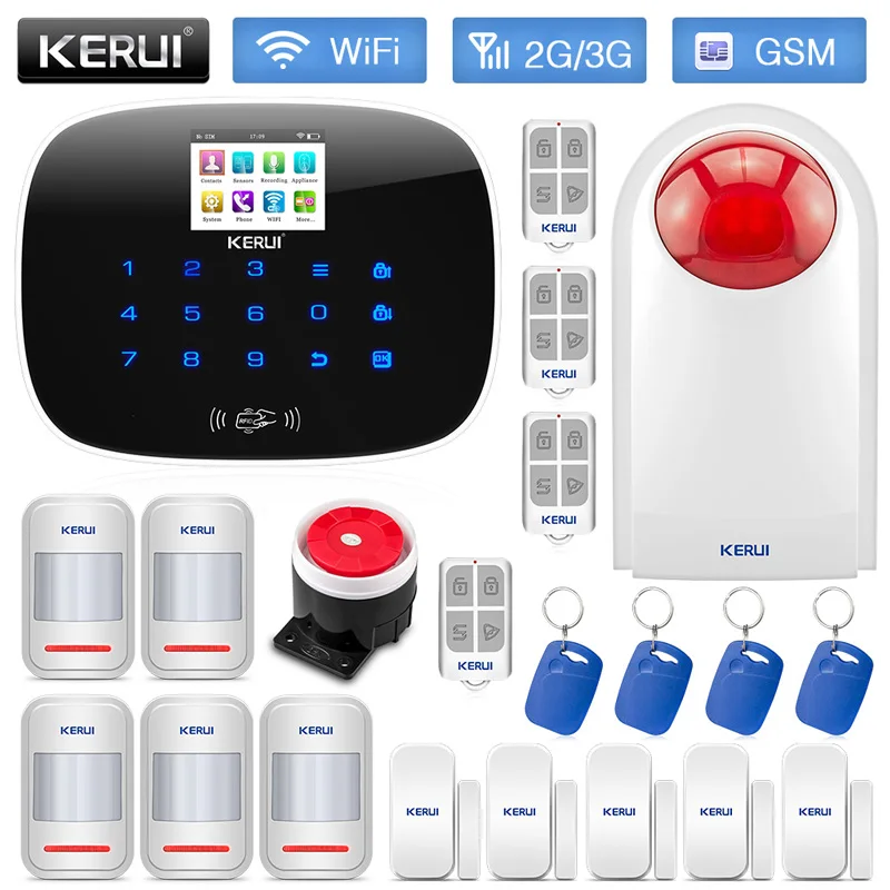 KERUI W193 Беспроводная RFID WCDMA GSM WIFI PSTN домашняя охранная сигнализация TFT цветной