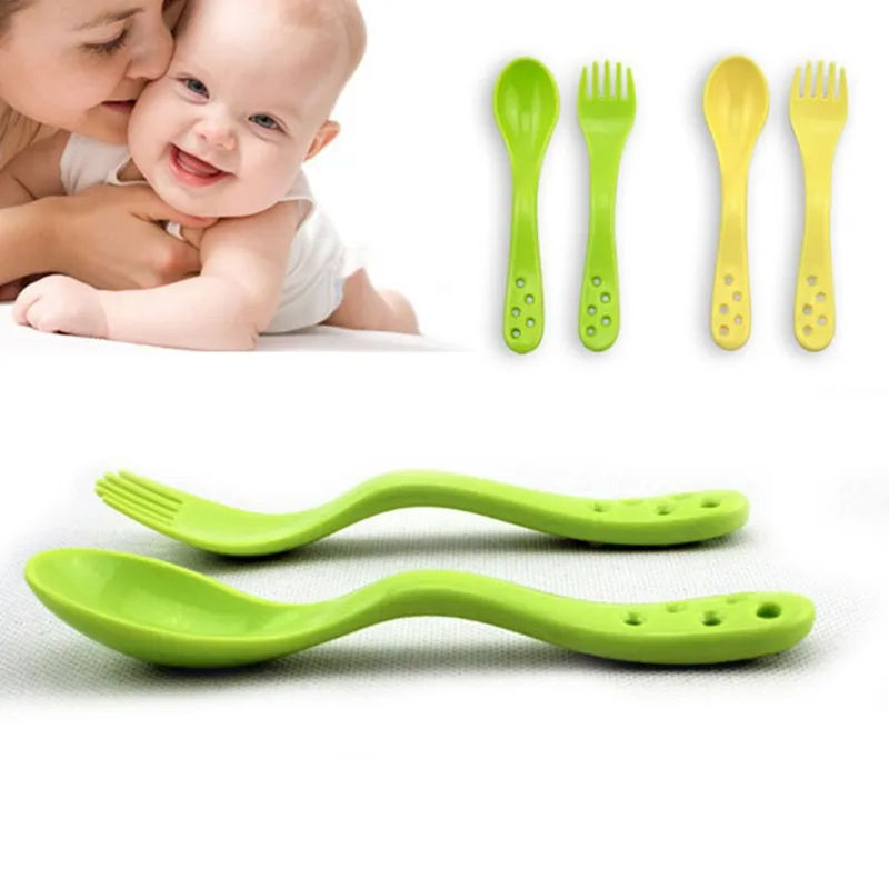 2 шт./лот новинка набор безопасных ложек и вилок детские столовые приборы ложка