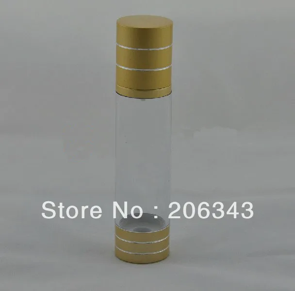 Фото Матовая Золотая пластиковая безвоздушная бутылка для лосьона 100 мл с