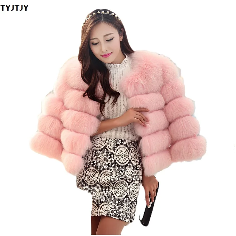 Vintage fluffy Faux Fur Coat Donna Breve Pelliccia Finta Tuta Sportiva Di inverno Cappotto Rosa 2021 Fashionable Winte | Женская одежда