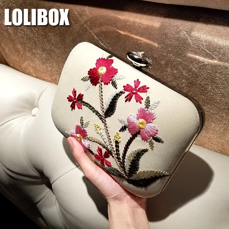 LOLIBOX женская сумка клатч новая бархатная вышитая Цветочная большая