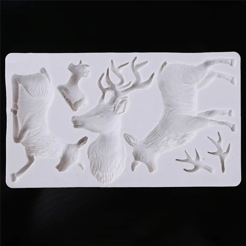Популярный хит продаж 3 отверстия Рождественский олень помадка формы для торта