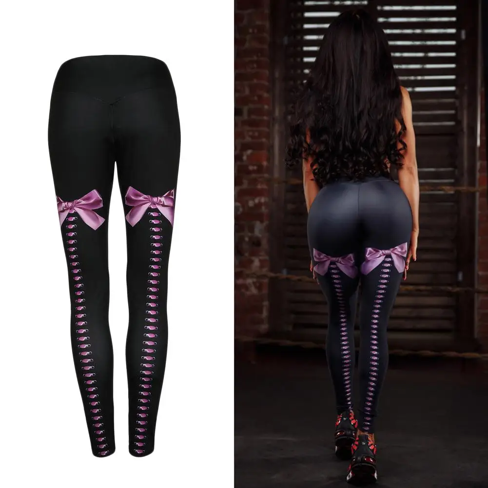 

Summer Autumn Bow Digital Print Leggings Hip Lifter Elastic High Waist Sports Gym Yoga Workout Athletic Leggings Pants Tights