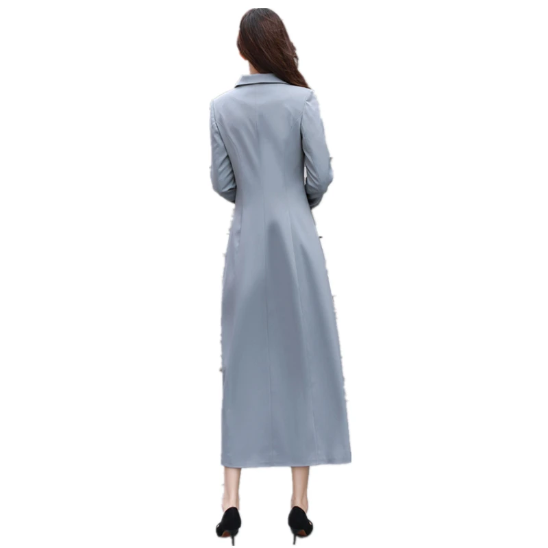 2019 весенне осеннее Женское пальто модное Серое Длинная Верхняя одежда тонкое