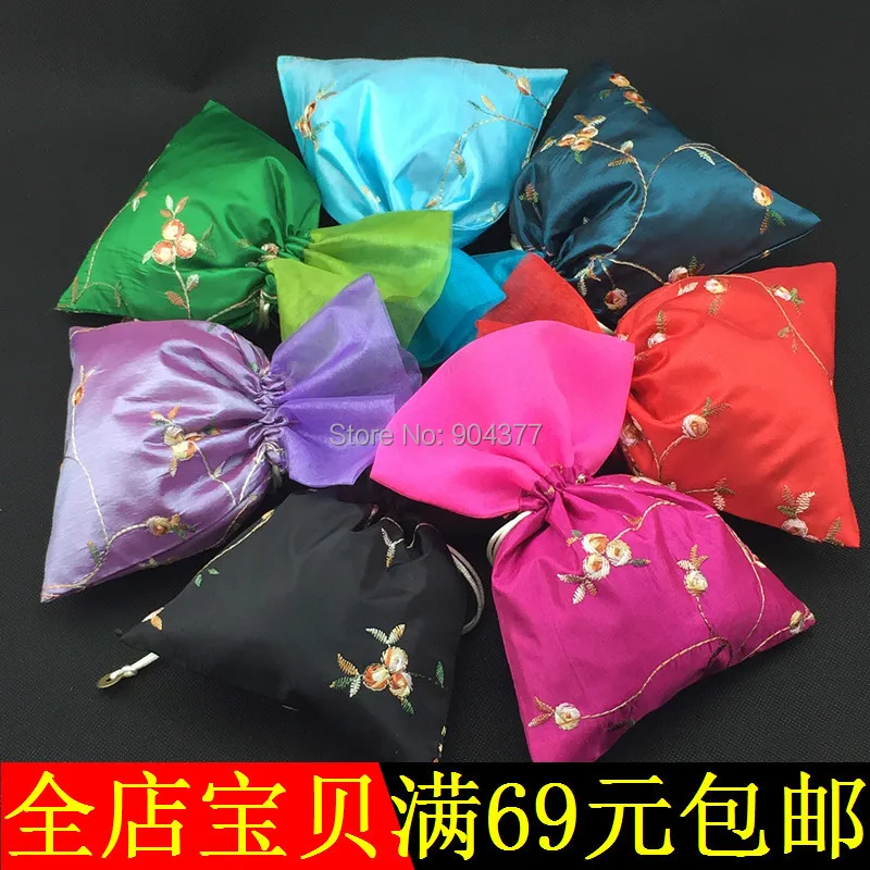 Большой Вышивка Фрукты Подарка Organza Сумка 17x23 см Китай стиль Атлас Drawstring Конфеты