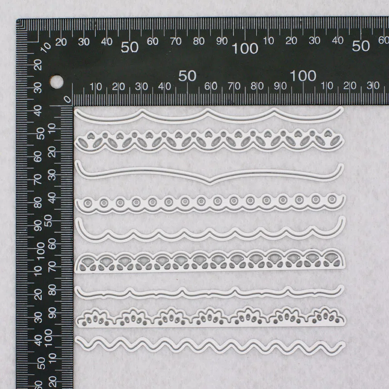 

QITAI 9pcs/Set Decorative Cards Edges Lace Border Metal Cutting Dies Stencil for DIY Scrapbooking Album Embossing Crafts D265