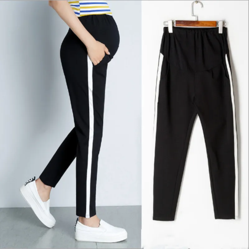 

2019 new maternity pants spring pregnant women trousers cotton stomach lift sports pants loose casual stretch pants