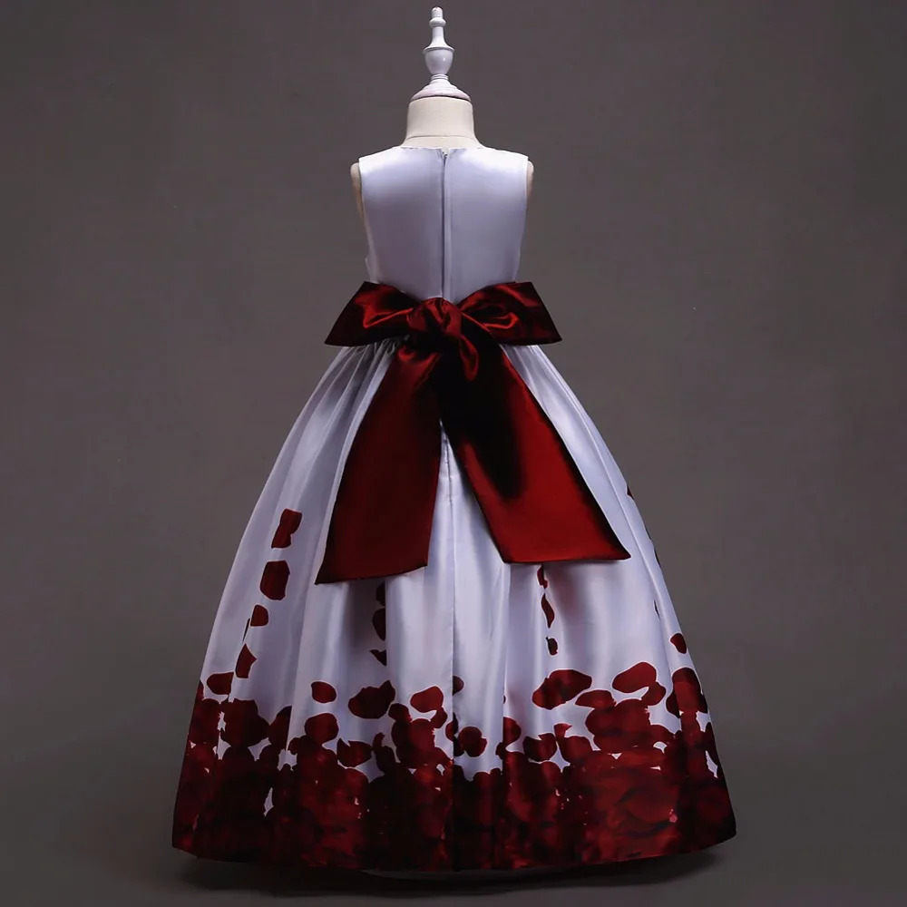 Teens party dress 2020 Kids Girls elegant Wedding Flower Girl Dress Sleeveless Satin Princess Pageant Formal long petal | Детская одежда