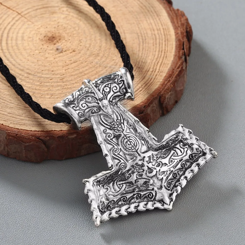 Мужское ожерелье в скандинавском стиле QIMING серебряное с молотом Тора Mjolnir Norse