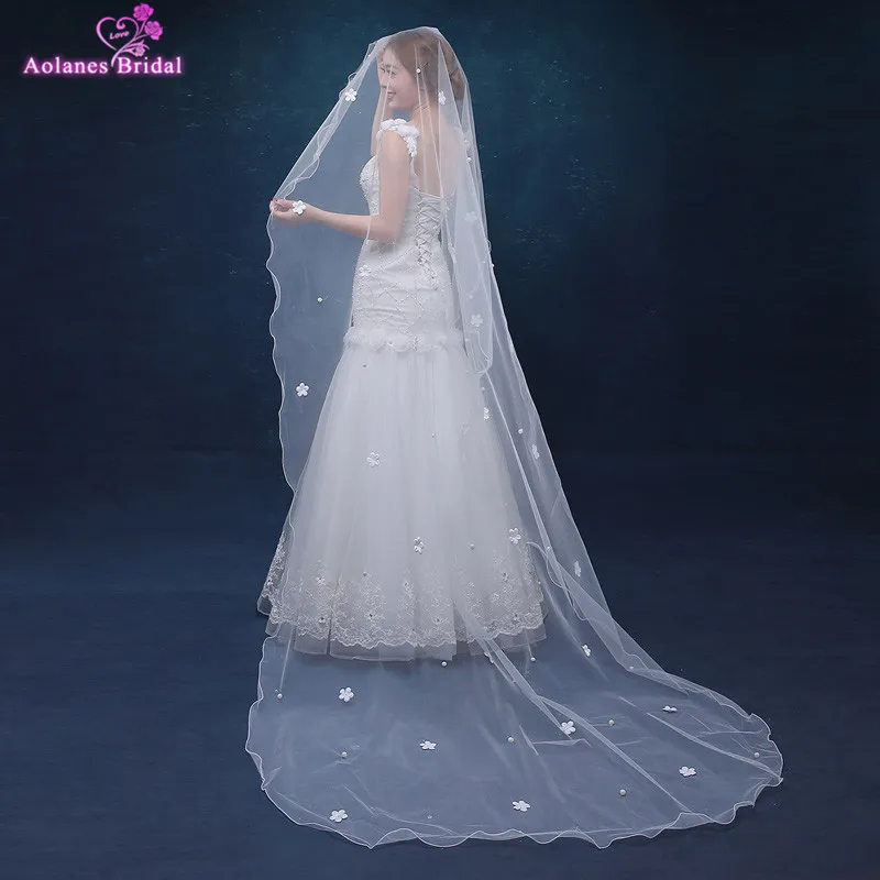 Лидер продаж кружево для свадебной вуали край собора слоновая кость фата Длинная