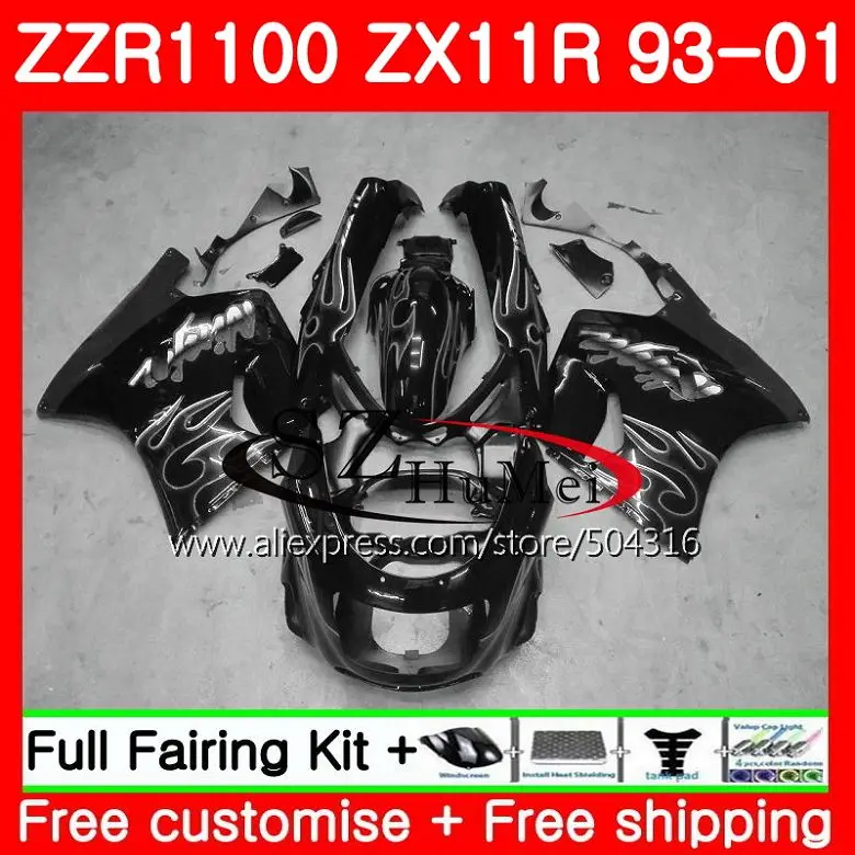 

Kit For KAWASAKI NINJA ZX11 ZX-11R ZZR1100 93-01 Grey flames 11SH22 ZX11R 93 98 99 00 01 ZX 11R 1993 1998 1999 2000 2001 Fairing