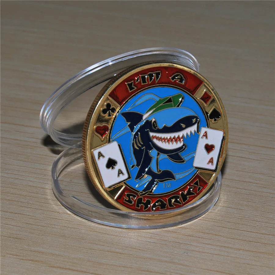 

Free shipping 100pcs/lot,Low price High quality sell made i'm A Shark Playing Card Poker Chip Token Coin