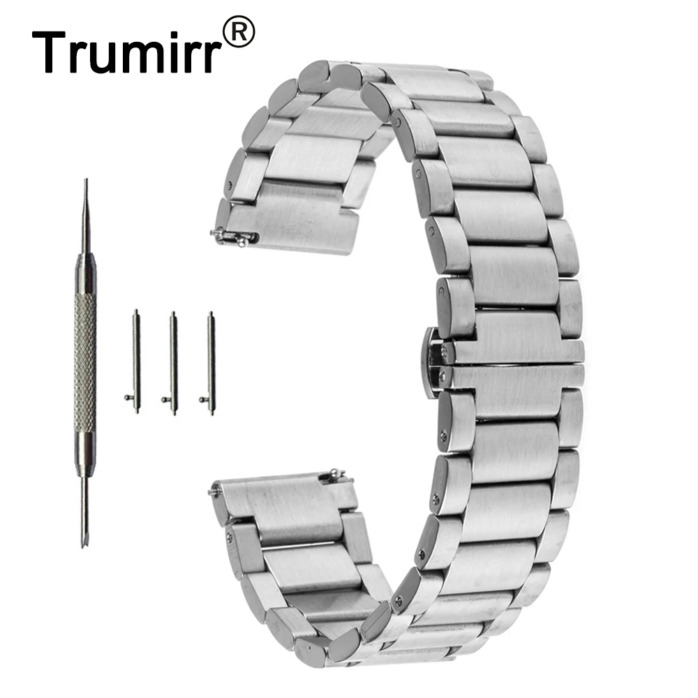 Ремешок из нержавеющей стали с пряжкой бабочкой для LG G Watch W100 R W110 Urbane W150 Asus Zenwatch 1 2