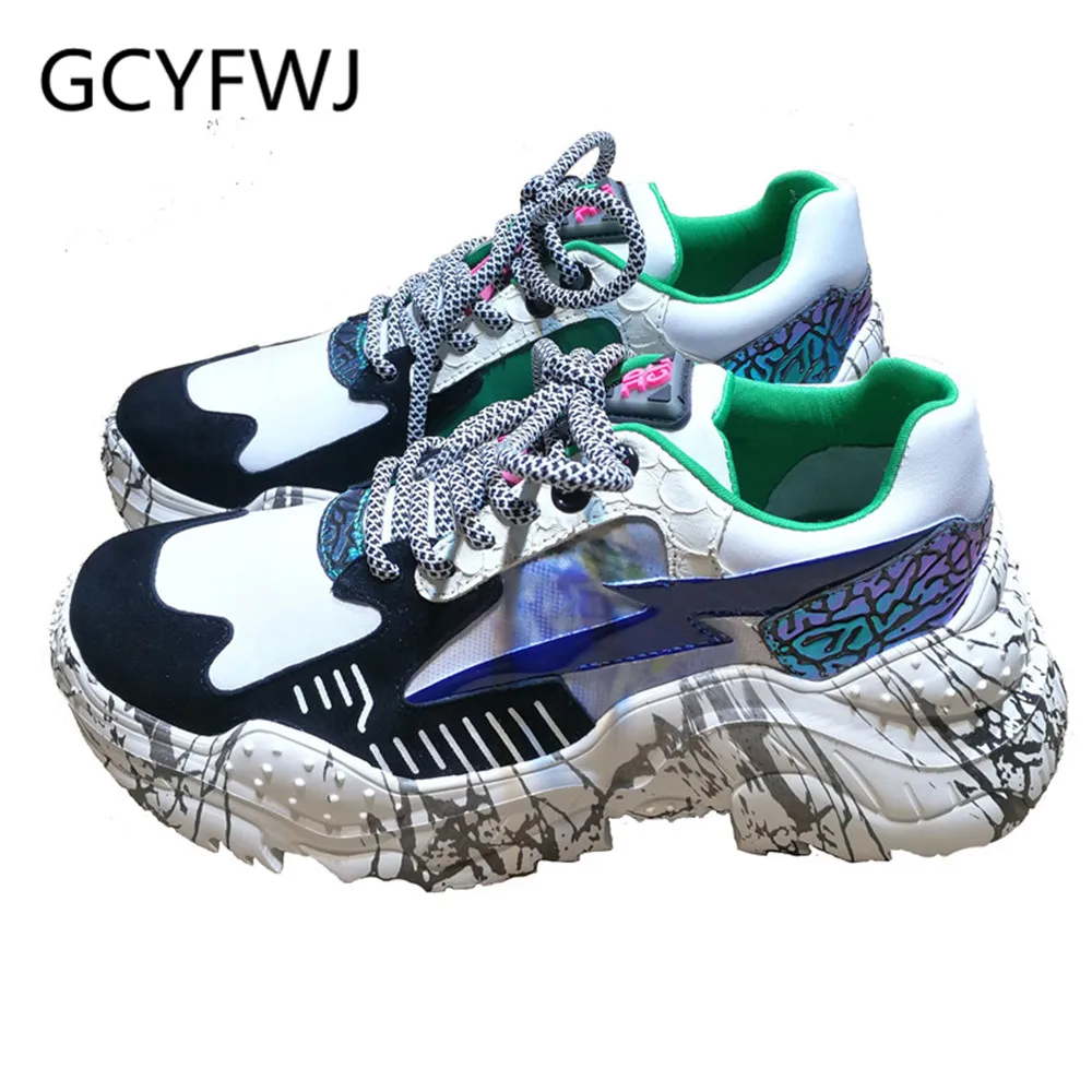 GCYFWJ/женские массивные кроссовки Разноцветные туфли на плоской платформе женская