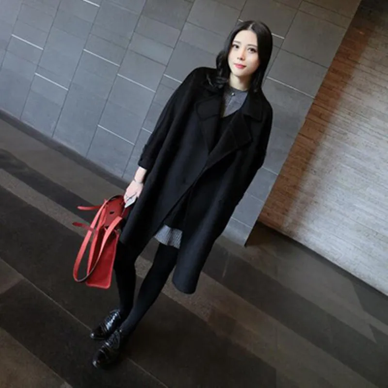 Женское пальто с отложным воротником Осеннее/зимнее большого размера|autumn winter women