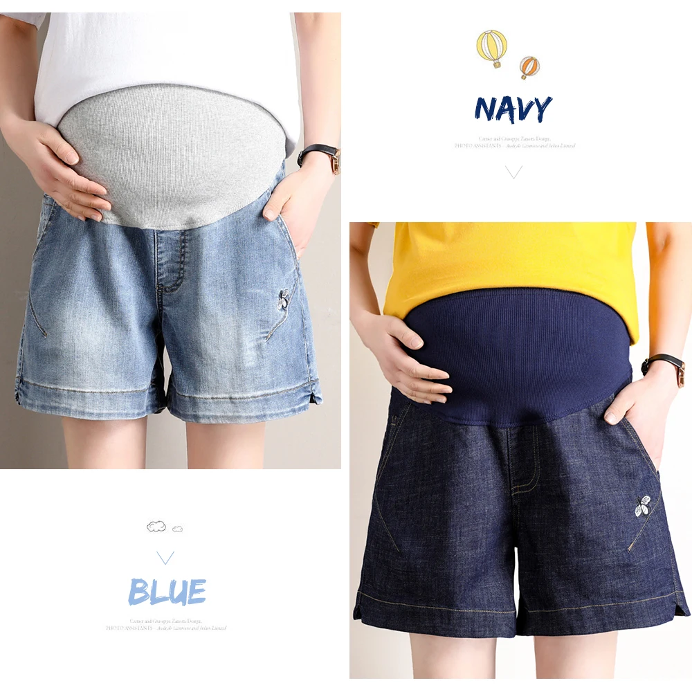 Летние шорты для беременных эластичные джинсовые брюки живота свободные
