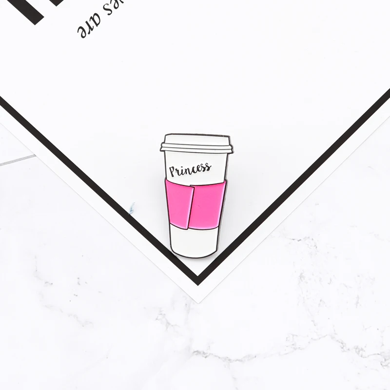 Кофейная эмалированная булавка принцессы розовая дорожная кофейная кружка