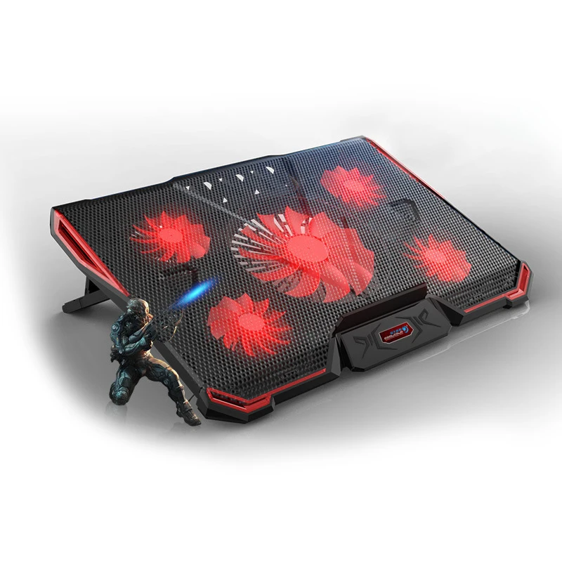 Universal Laptop cooler 5 fans 2 USB ports mute light notebook cooling pad for 15.6/17/18/19 inch adjustable stand | Компьютеры и офис