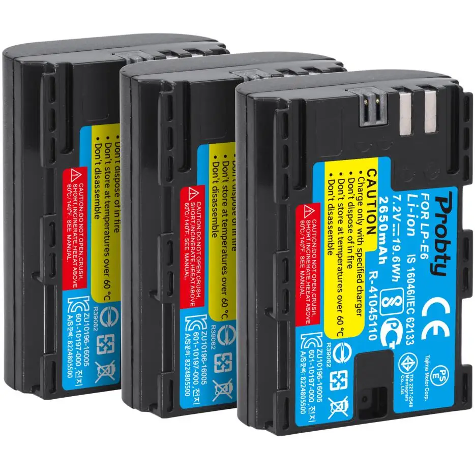 3PCS Battery Аккумулятор для canon LP E6 LP-E6 LP E6N 2650 мАч для камеры Canon 5D Mark II III IV, 80D, 70D, 60D, 6D, EOS 5Ds, 5D2, 5D3, 5DSR, 5D4 - Цвет: 3PCS Battery