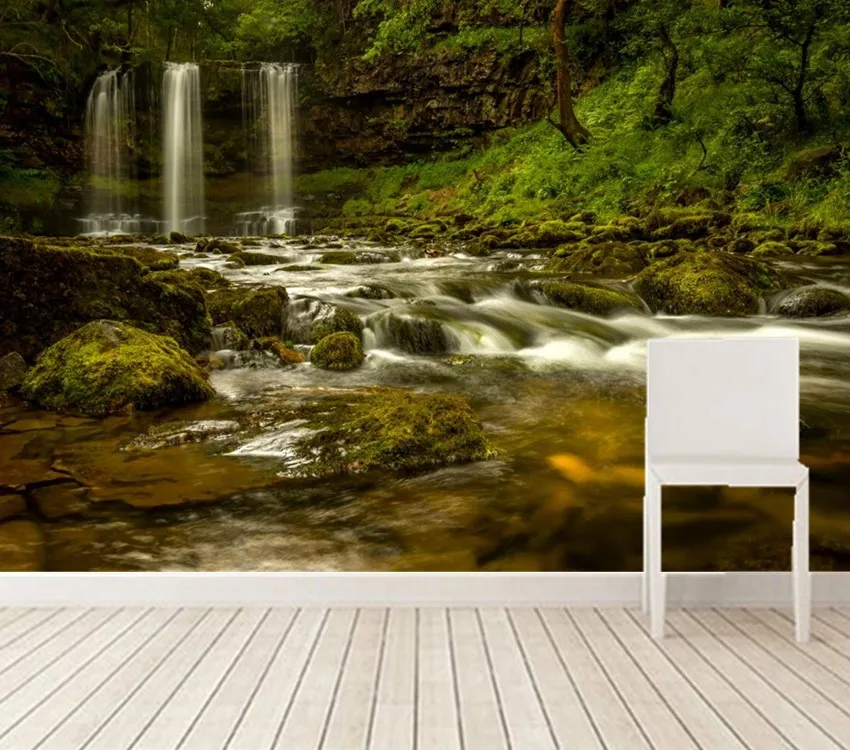 Custom large murals Greece Parks Waterfalls Stones Moss Stream Nature wallpaper living room sofa TV wall bedroom papel de parede |