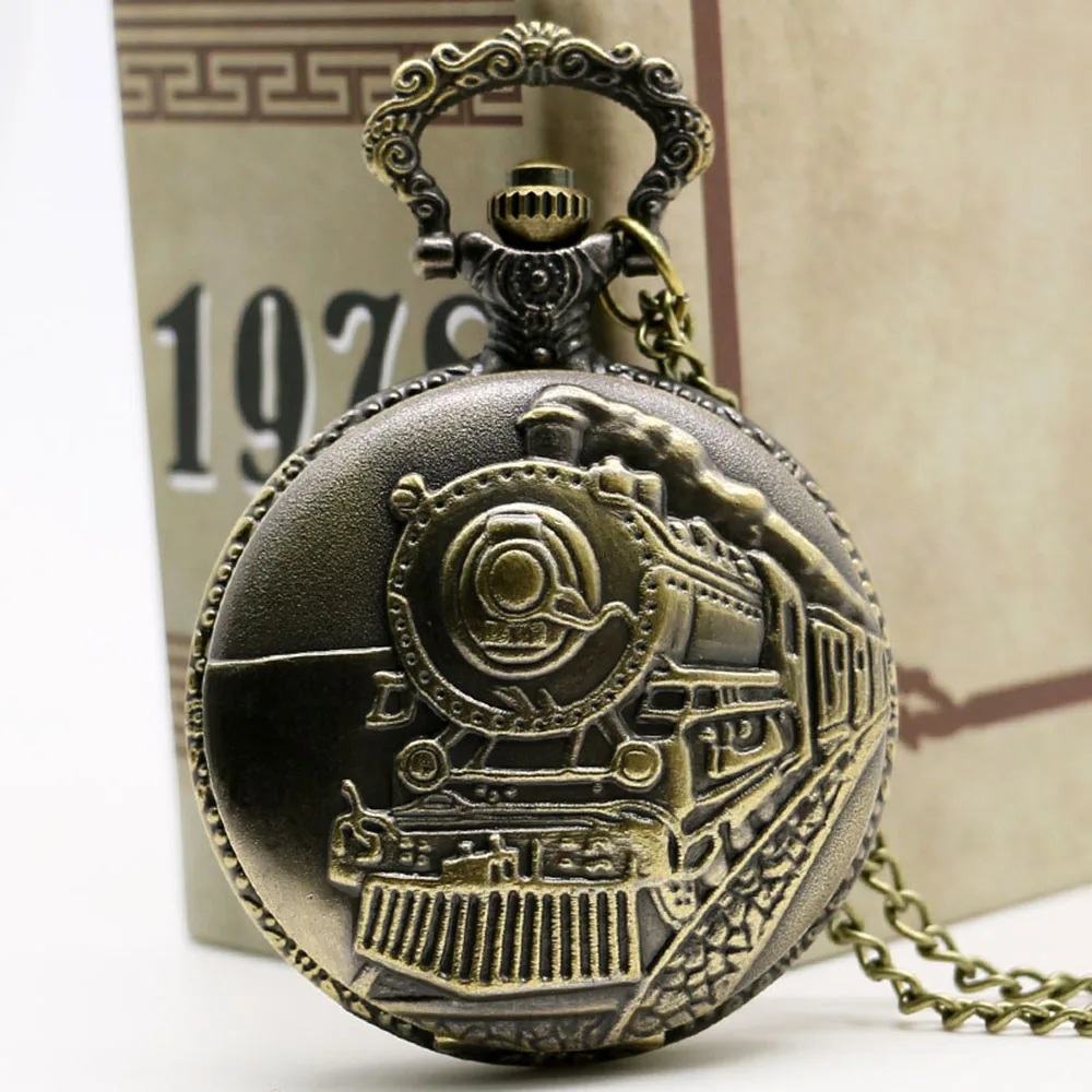 Винтажные часы Relogio Bolso с передним паровозиком, кварцевые карманные часы в стиле стимпанк с подвеской из кружева для женщин и мужчин, подарок