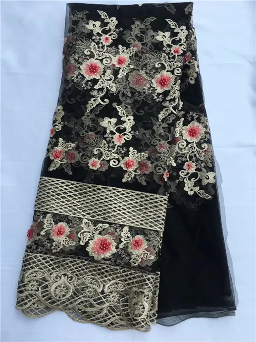 

Hot hot French Lace Fabric Classic Africa Yellow beaded lace fabric knitted elastic cord lace fabric dress decoration clothing