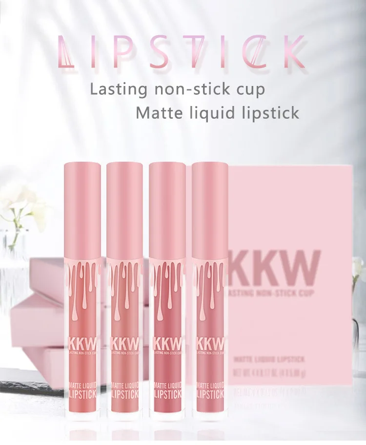 4PCS/SET Kyliejenner Lipstick Set Liquid Matte Lipstick Waterproof Kilie Lipgloss Set Kit Lipgloss Matte Kyliejenner Cosmetics