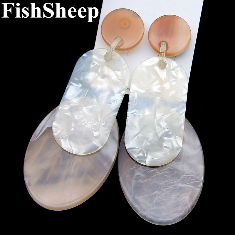 Женские большие акриловые серьги подвески винтажные геометрические овальной