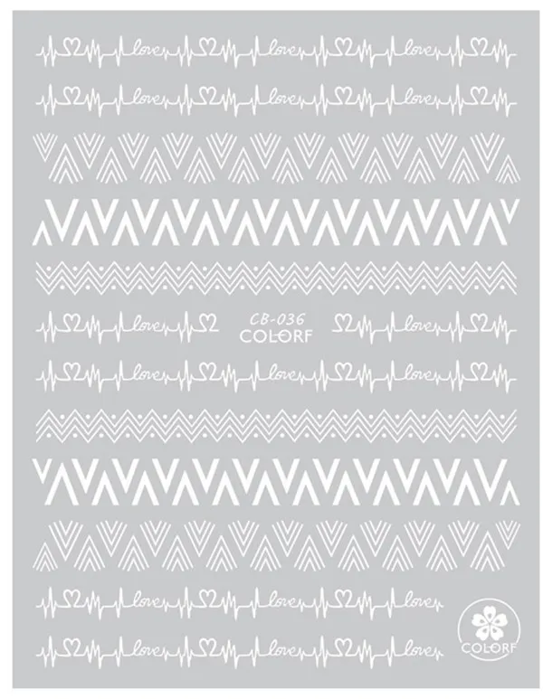 CB series CB-36 wave line Black White Gold Silver letters 3d nail art stickers decal template diy nail tool decorations