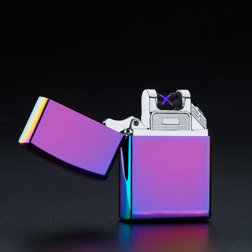 Новая дуговая зажигалка двойная тонкая ветрозащитная сигаретная индивидуальная