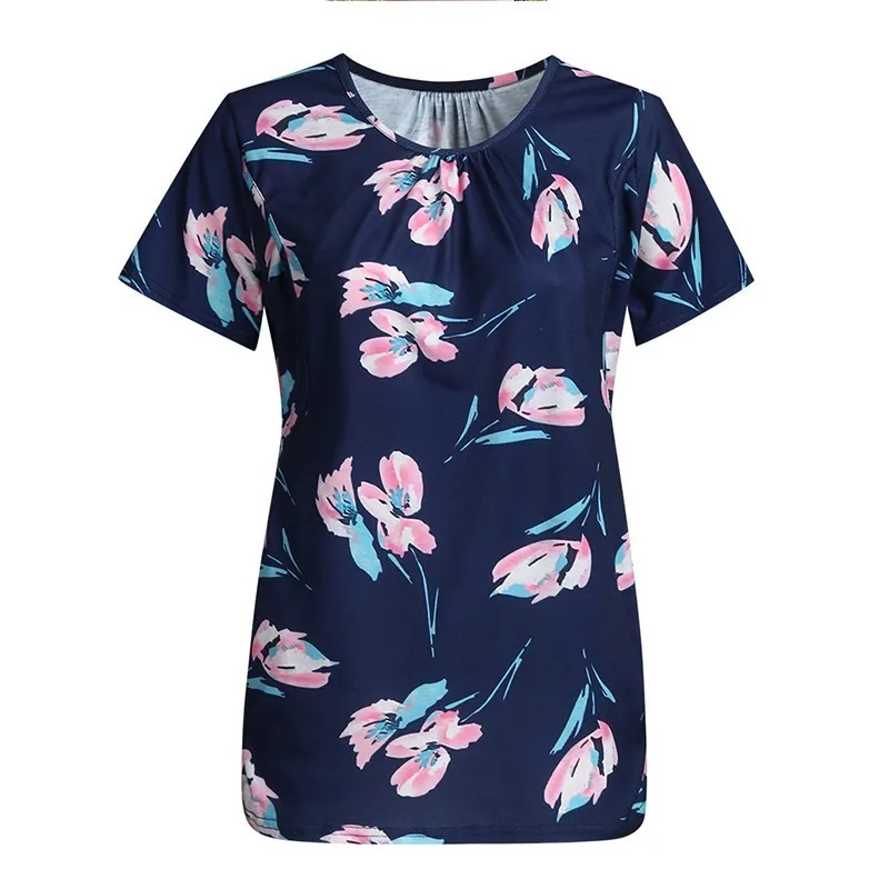ENX Maternity Tops 2019 Women's Ladies Floral printing Short Sleeves tees nursing tops | Мать и ребенок