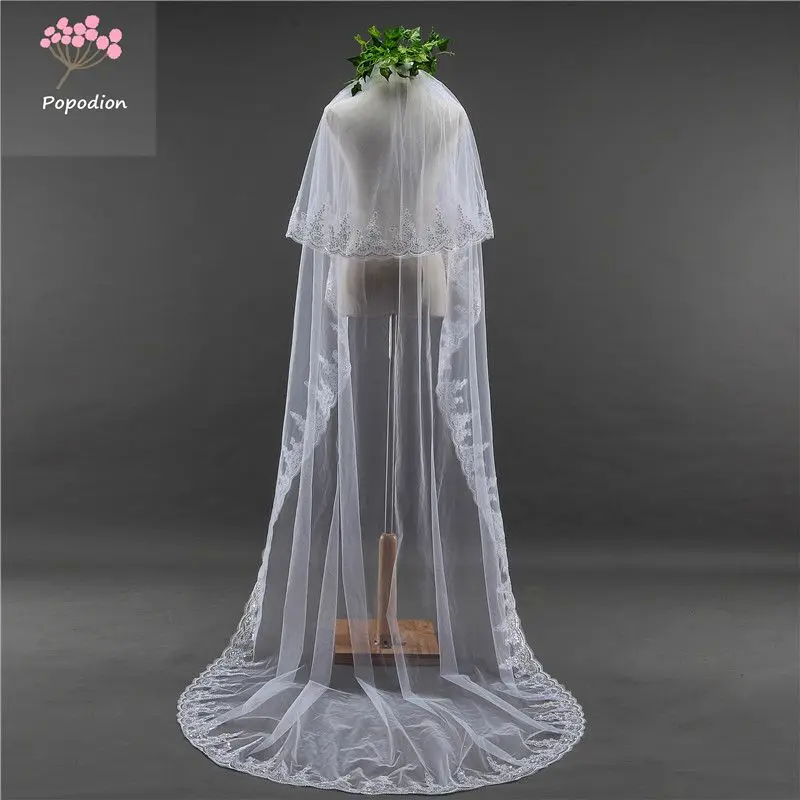 Аксессуары для свадьбы 3 метров свадебная фата длинная белая кружевная с