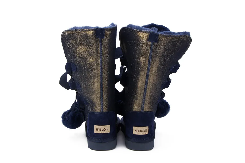 HABUCKN классические женские зимние ботинки кожа зимняя обувь ботинки bota feminina botas mujer zapatos Для женщин водонепроницаемые зимние ботинки