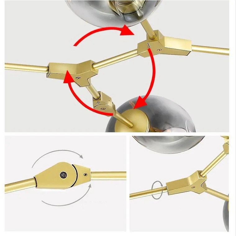H2.5m 11 Arms Heads современные черные/золотые металлические янтарные стеклянные люстры