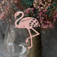 60pcs flamingo wine glass card customization name table place name invit card for wedding valentines day beach party decoration