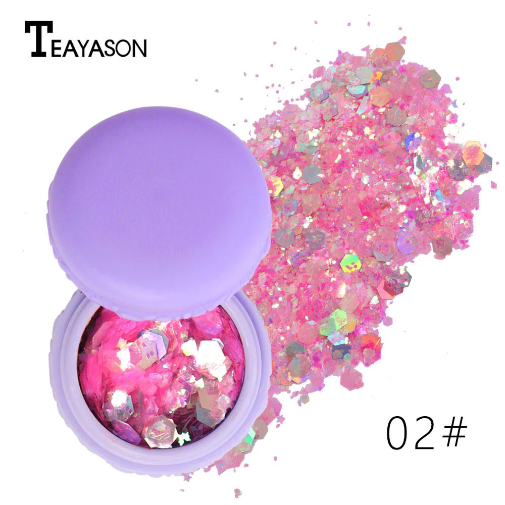 02 TEAYASON, блестящие тени для век, пудра, макияж, блестящие, свободные, голубые, фиолетовые, звездный свет, украшение для лица, блестящие тени для век, пудра AM055 - Цвет: 02